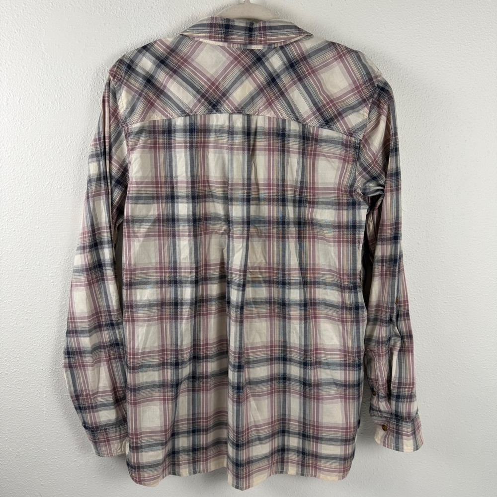 Carhartt Youth L (12-14) Plaid Button Up Shirt Long Sleeve Purple Cream 103085 - Picture 2 of 8